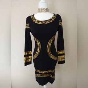MAKE OFFER🔥 Miusol Black & Gold Dress Long Sleeves NWT- Small